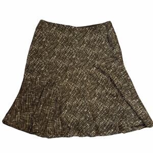 VTG Villager Y2K Midi Skirt Ruffle Brown Professional Workwear Abstract Print 8